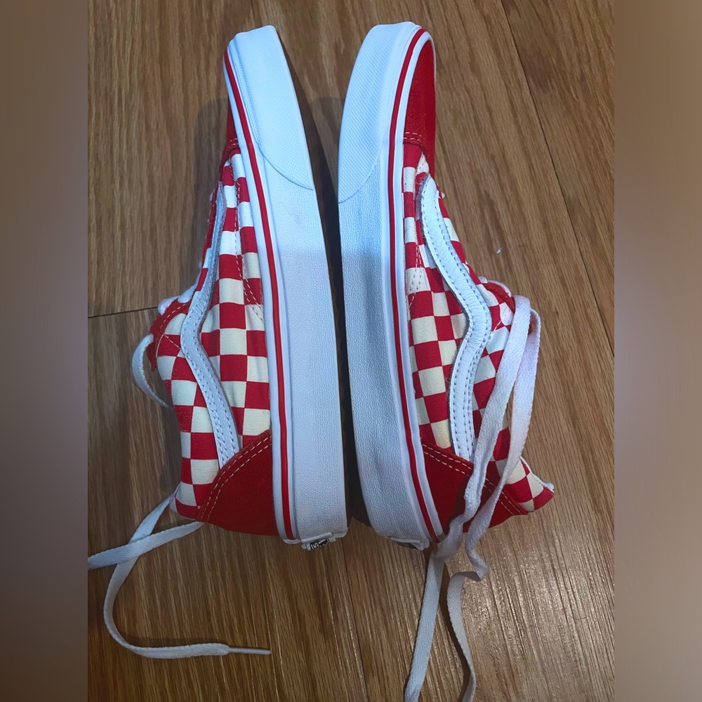 Any inquiries, let me know! | red checkered sneaker like vans